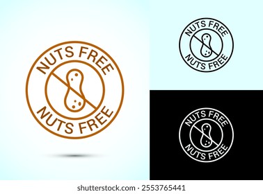 Peanuts free icon, No nuts label. Allergen free logo illustration