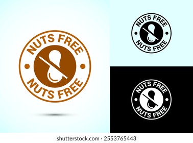 Peanuts free icon, No nuts label. Allergen free logo illustration