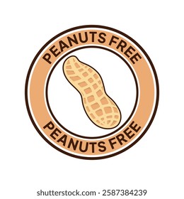 Peanuts free icon. No nuts forbidden label. Peanuts free ban or prohibition logo, illustration, badge, symbol, stamp, sticker, emblem or seal isolated.