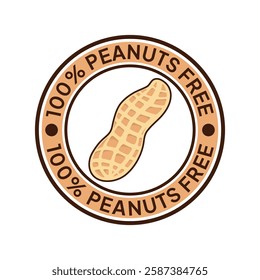 Peanuts free icon. No nuts forbidden label. Peanuts free ban or prohibition logo, illustration, badge, symbol, stamp, sticker, emblem or seal isolated.