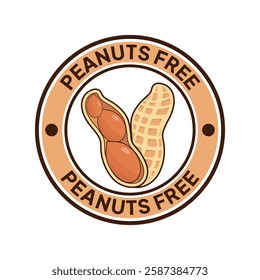 Peanuts free icon. No nuts forbidden label. Peanuts free ban or prohibition logo, illustration, badge, symbol, stamp, sticker, emblem or seal isolated.