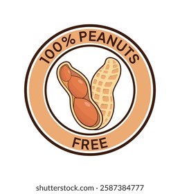 Peanuts free icon. No nuts forbidden label. Peanuts free ban or prohibition logo, illustration, badge, symbol, stamp, sticker, emblem or seal isolated.