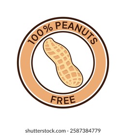 Peanuts free icon. No nuts forbidden label. Peanuts free ban or prohibition logo, illustration, badge, symbol, stamp, sticker, emblem or seal isolated.