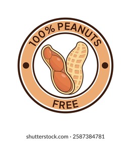 Peanuts free icon. No nuts forbidden label. Peanuts free ban or prohibition logo, illustration, badge, symbol, stamp, sticker, emblem or seal isolated.