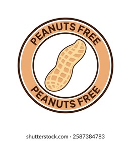 Peanuts free icon. No nuts forbidden label. Peanuts free ban or prohibition logo, illustration, badge, symbol, stamp, sticker, emblem or seal isolated.