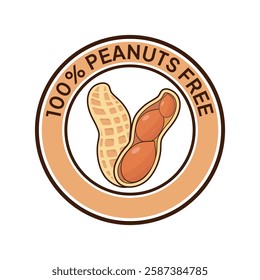 Peanuts free icon. No nuts forbidden label. Peanuts free ban or prohibition logo, illustration, badge, symbol, stamp, sticker, emblem or seal isolated.