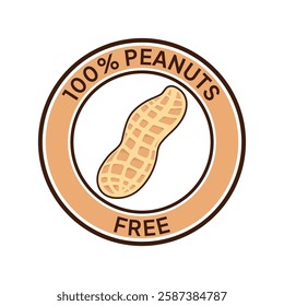 Peanuts free icon. No nuts forbidden label. Peanuts free ban or prohibition logo, illustration, badge, symbol, stamp, sticker, emblem or seal isolated.