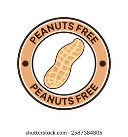 Peanuts free icon. No nuts forbidden label. Peanuts free ban or prohibition logo, illustration, badge, symbol, stamp, sticker, emblem or seal isolated.