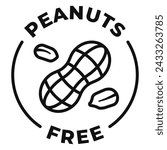 Peanuts free icon. Nuts free label. No allergen vector illustration for product packaging logo, sign, symbol or emblem isolated.
