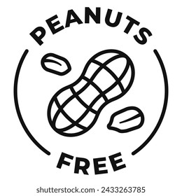 Peanuts free icon. Nuts free label. No allergen vector illustration for product packaging logo, sign, symbol or emblem isolated.