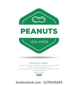 (Peanuts free) label sign, vector illustration.