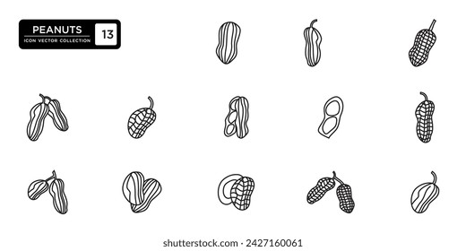 colección de iconos de maní. las plantillas de iconos vectoriales se pueden editar y cambiar de tamaño.