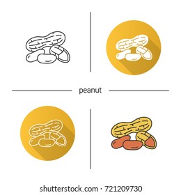Peanuts icon. Flat design, linear and color styles. Isolated vector illustrations