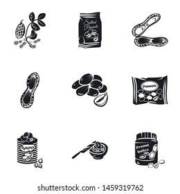Peanuts icon set. Simple set of 9 peanuts vector icons for web design isolated on white background