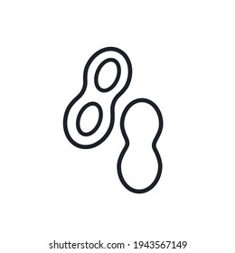 Peanuts icon. Vector linear icon, contour, shape, outline isolated on a white background. Thin line. Modern design. Nuts