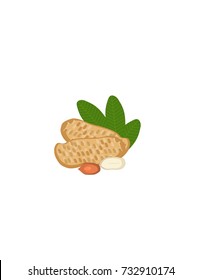 Peanuts in leaves on a white background