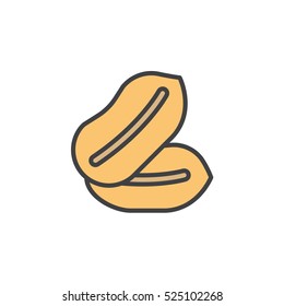 Peanuts line icon, filled outline vector sign, linear colorful pictogram isolated on white. logo illustration
