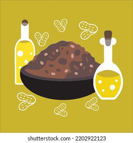 peanuts oil ingredient, oil bottles vector illustration.