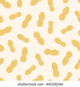 Peanuts on a light background. Seamless pattern. Vector illustration.