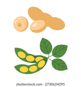 Peanuts and pea pods with leaves isolated on white background icon