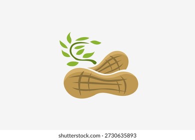 plantas de amendoim com logotipo de folhas