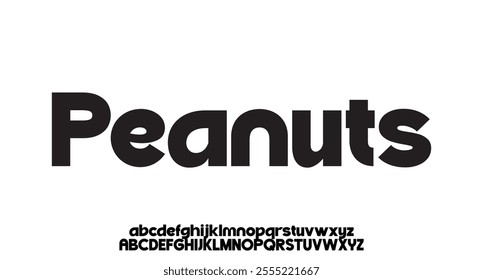 Peanuts, Sans serif font with vintage style typography. Alphabet vector font with Uppercase, lowercase, and number. Regular Bold font with uppercase dan lowercase variation.
