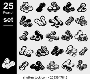 Peanuts set. Collection icon peanuts. Vector