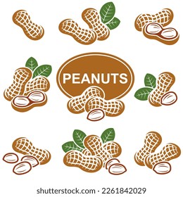 Peanuts set. Collection icon peanuts. Vector