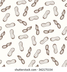 Peanuts set seamless pattern. Useful for restaurant identity, packaging, menu design and interior decorating.