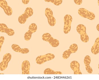 Peanuts in shell seamless pattern. Peanuts on a beige background. Peanuts in shell background design for wrappers, covers, wallpapers and banners. Vector illustration