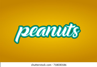 peanuts word hand written on a yellow background in white and green color