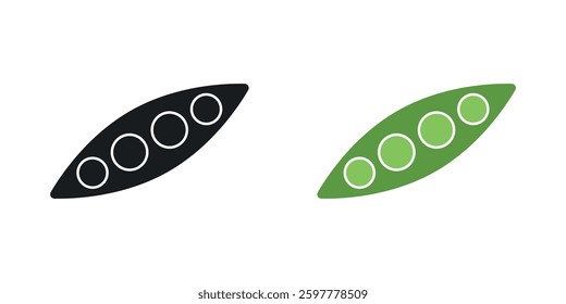 Peapod colored icon set. Stock Vector