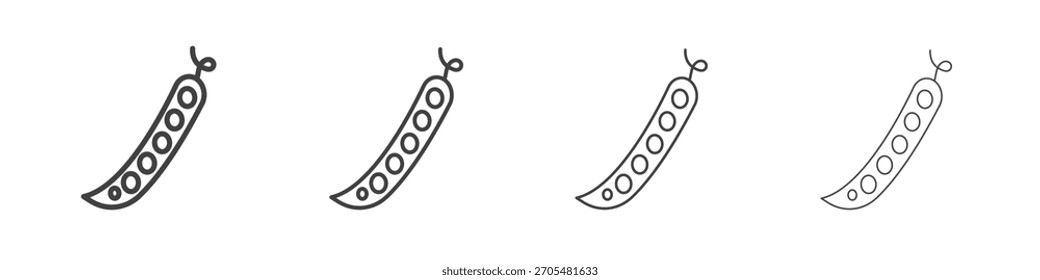 Colección de Vector de ícono Peapod, Plantilla de logotipo de ilustración en estilo de trazos editables de línea delgada de moda.