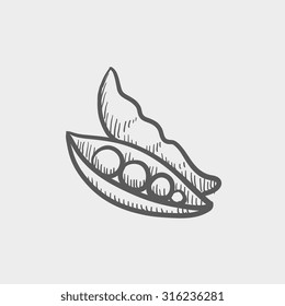 Icono de boceto de Peapod para web, móvil e infografía. Icono de gris oscuro vector dibujado a mano aislado en fondo gris claro.