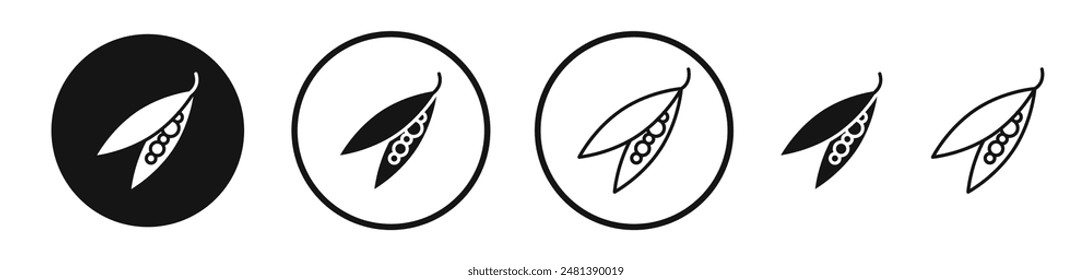 Peapod vector icon set in black and white color.