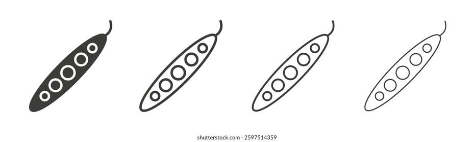 Peapod vector icon set in black and white color.