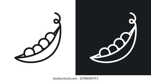 Peapod vector icon set in black and white color.