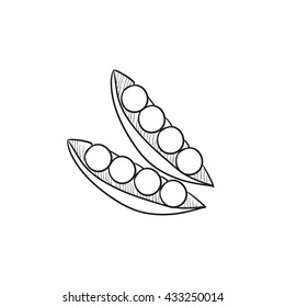 Peapod vector sketch icon isolated on background. Hand drawn Peapod icon. Peapod sketch icon for infographic, website or app.