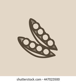 Peapod vector sketch icon isolated on background. Hand drawn Peapod icon. Peapod sketch icon for infographic, website or app.