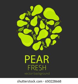 Pear, abstract fruit card, organic fruit, vector illustration, fresh food, organic food, healthy food, vector background, greenery