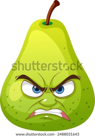 A pear with an angry expression