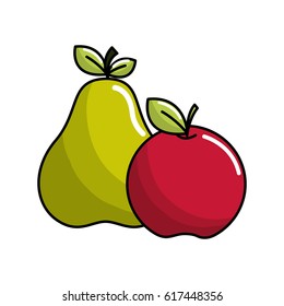 pear and apple fruit icon stock