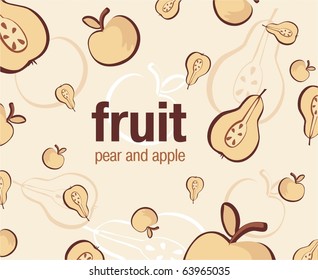 pear and apple. fruitty retro background