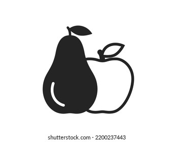 pear and apple icon. fruit, gardening and harvest symbol. isolated vector image in simple style