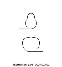 Pear and apple on a white background