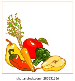 pear, Apple, pepper, carrot, cabbage broccoli food