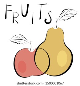 Pear and Apple. Picture, logo for grocery store, advertising, menu.