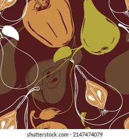 Pear and apple seamless pattern