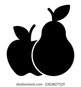 Pear and apple solid icon, farm garden concept, set of fruit sign on white background, Apple with pear icon in glyph style for mobile concept and web design. Vector graphics