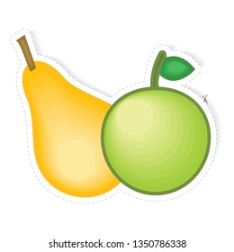 pear and apple sticker fruit